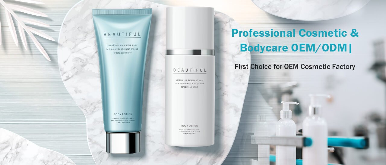 Clear skincare product banner ads on marble stone and wooden table background with white paper leaves decorations in 3d illustration, flat lay perspective